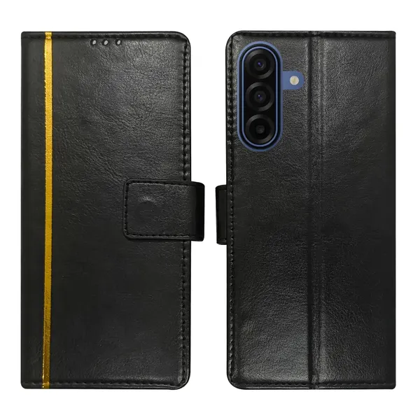 Black_GP_Flip_Cover_for_Samsung_A17_5G|_Leather_Finish|Shock_Proof|Magnetic_Clouser_Compatible_with_Samsung_A17_5G_(Black)
