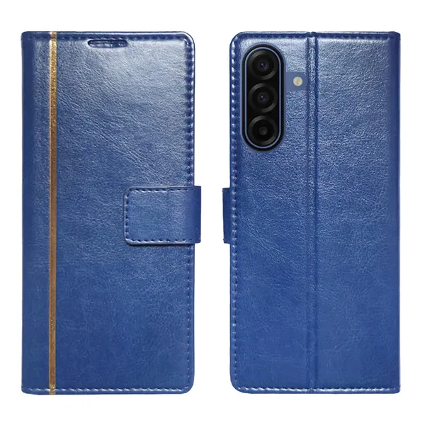 Blue_GP_Flip_Cover_for_Samsung_A17_5G|_Leather_Finish|Shock_Proof|Magnetic_Clouser_Compatible_with_Samsung_A17_5G_(Blue)