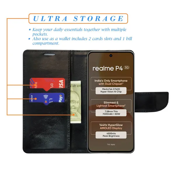 Garden_Blue_Flip_Cover_for_Realme_P4_5G|_Leather_Finish|Shock_Proof|Magnetic_Clouser_Compatible_with_Realme_P4_5G_(Blue)