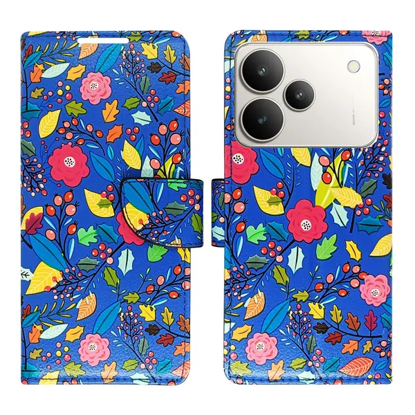 Garden_Blue_Flip_Cover_for_Realme_P4_5G|_Leather_Finish|Shock_Proof|Magnetic_Clouser_Compatible_with_Realme_P4_5G_(Blue)