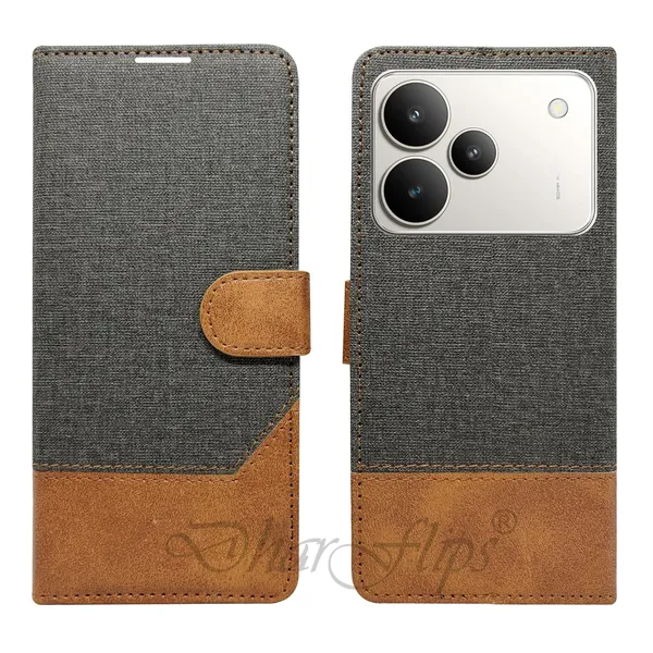 Khadi_Black_Flip_Cover_for_Realme_P4_5G|_Leather_Finish|Shock_Proof|Magnetic_Clouser_Compatible_with_Realme_P4_5G_(Black)