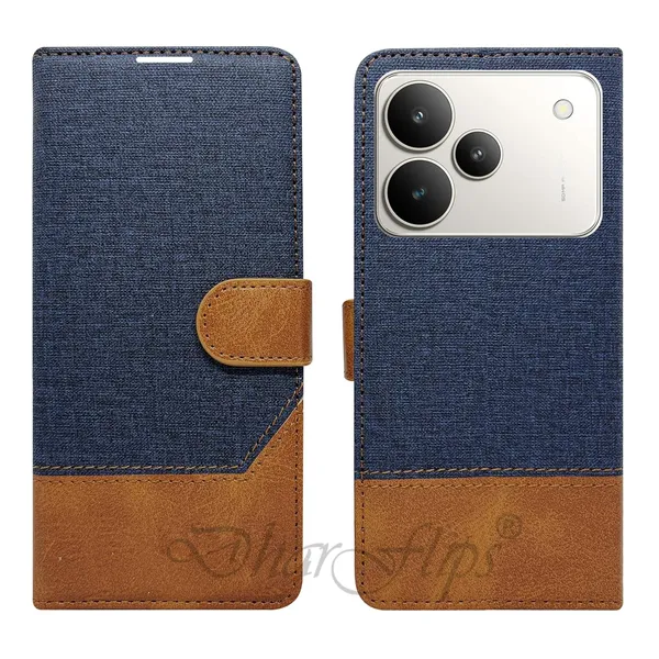 Khadi_Blue_Flip_Cover_for_Realme_P4_5G|_Leather_Finish|Shock_Proof|Magnetic_Clouser_Compatible_with_Realme_P4_5G_(Blue)