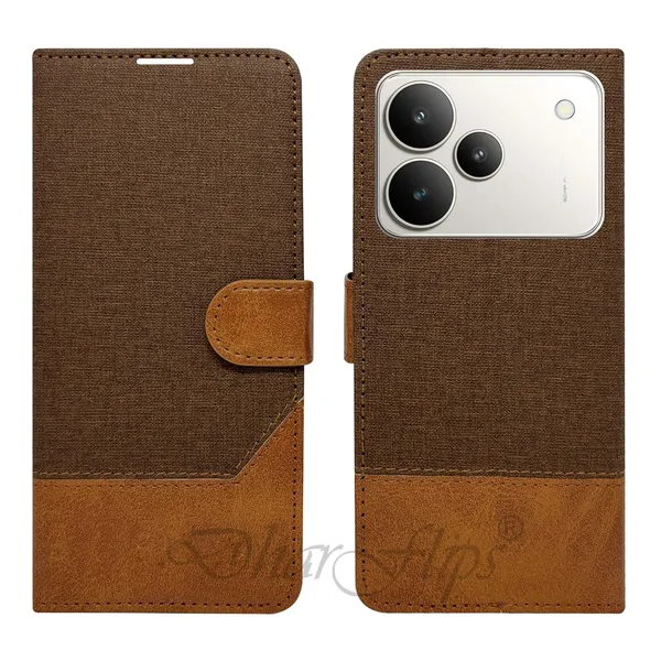 Khadi_Brown_Flip_Cover_for_Realme_P4_5G|_Leather_Finish|Shock_Proof|Magnetic_Clouser_Compatible_with_Realme_P4_5G_(Brown)