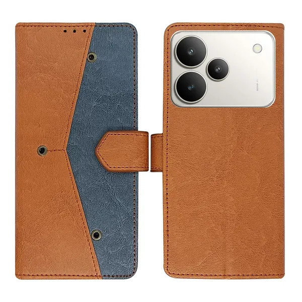 Kite_Brown_Flip_Cover_for_Realme_P4_5G|_Leather_Finish|Shock_Proof|Magnetic_Clouser_Compatible_with_Realme_P4_5G_(Brown)