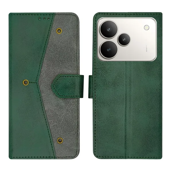 Kite_Green_Flip_Cover_for_Realme_P4_5G|_Leather_Finish|Shock_Proof|Magnetic_Clouser_Compatible_with_Realme_P4_5G_(Green)