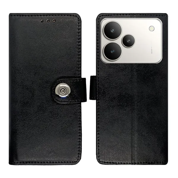 Manjoor_Black_Flip_Cover_for_Realme_P4_5G|_Leather_Finish|Shock_Proof|Magnetic_Clouser_Compatible_with_Realme_P4_5G_(Black)