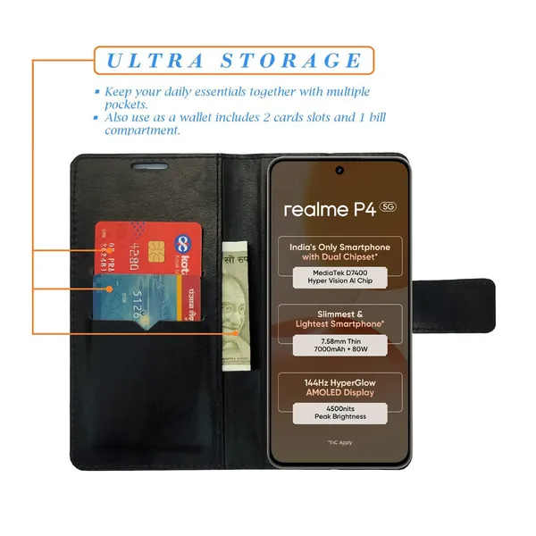 Mat_Mix_Flip_Cover_for_Realme_P4_5G|_Leather_Finish|Shock_Proof|Magnetic_Clouser_Compatible_with_Realme_P4_5G_(Multicolor)