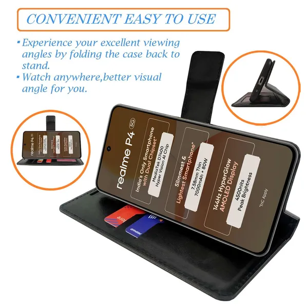 Mat_Mix_Flip_Cover_for_Realme_P4_5G|_Leather_Finish|Shock_Proof|Magnetic_Clouser_Compatible_with_Realme_P4_5G_(Multicolor)