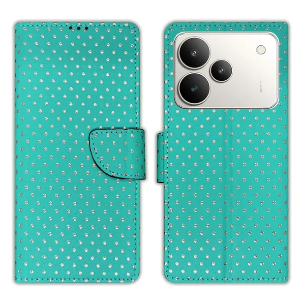 Aqua_Marine_Green_Dot_Flip_Cover_for_Realme_P4_5G|_Leather_Finish|Shock_Proof|Magnetic_Clouser_Compatible_with_Realme_P4_5G_(Green)