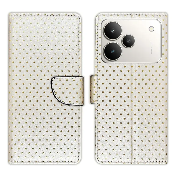 Silver_Dot_Flip_Cover_for_Realme_P4_5G|_Leather_Finish|Shock_Proof|Magnetic_Clouser_Compatible_with_Realme_P4_5G_(White)