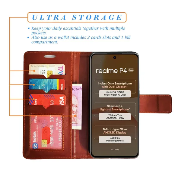 Brown_GP_Flip_Cover_for_Realme_P4_5G|_Leather_Finish|Shock_Proof|Magnetic_Clouser_Compatible_with_Realme_P4_5G_(Brown)