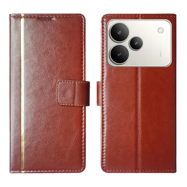 Brown_GP_Flip_Cover_for_Realme_P4_5G|_Leather_Finish|Shock_Proof|Magnetic_Clouser_Compatible_with_Realme_P4_5G_(Brown)