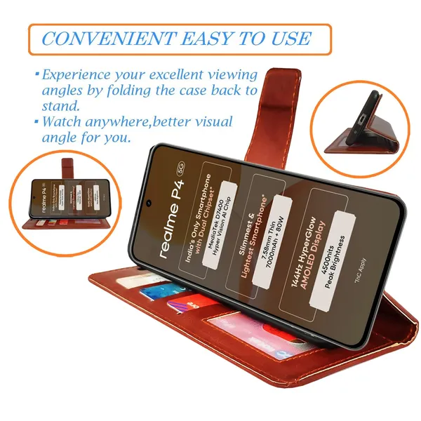Brown_GP_Flip_Cover_for_Realme_P4_5G|_Leather_Finish|Shock_Proof|Magnetic_Clouser_Compatible_with_Realme_P4_5G_(Brown)