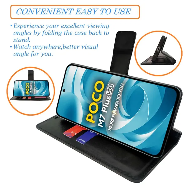 Check_Flip_Cover_for_Poco_M7_Plus_5G|_Leather_Finish|Shock_Proof|Magnetic_Clouser_Compatible_with_Poco_M7_Plus_5G_(Multicolor)