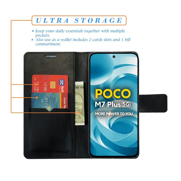 Mat_Mix_Flip_Cover_for_Poco_M7_Plus_5G|_Leather_Finish|Shock_Proof|Magnetic_Clouser_Compatible_with_Poco_M7_Plus_5G_(Multicolor)