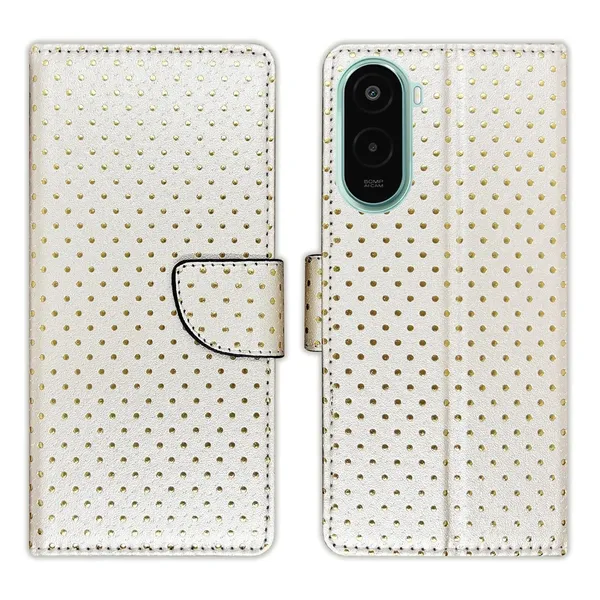 Silver_Dot_Flip_Cover_for_Poco_M7_Plus_5G|_Leather_Finish|Shock_Proof|Magnetic_Clouser_Compatible_with_Poco_M7_Plus_5G_(White)