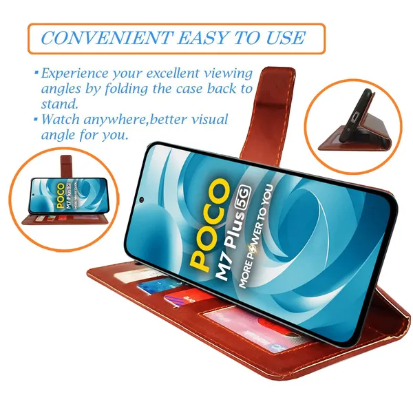 Brown_GP_Flip_Cover_for_Poco_M7_Plus_5G|_Leather_Finish|Shock_Proof|Magnetic_Clouser_Compatible_with_Poco_M7_Plus_5G_(Brown)