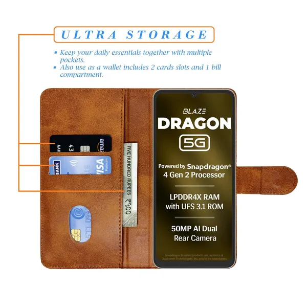 Khadi_Gray_Flip_Cover_for_Lava_Dragon_5G|_Leather_Finish|Shock_Proof|Magnetic_Clouser_Compatible_with_Lava_Dragon_5G_(Gray)