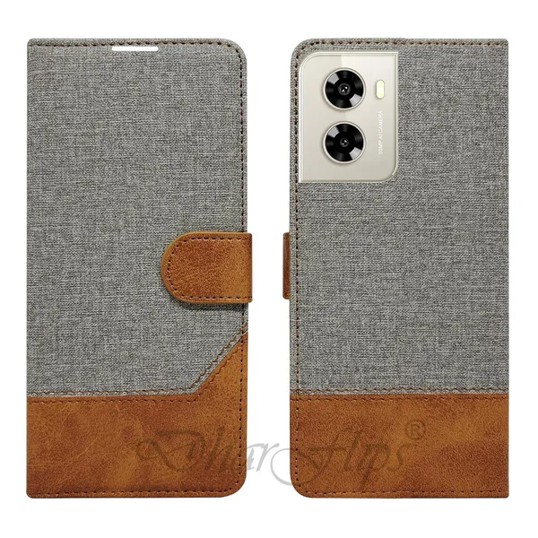 Khadi_Gray_Flip_Cover_for_Lava_Dragon_5G|_Leather_Finish|Shock_Proof|Magnetic_Clouser_Compatible_with_Lava_Dragon_5G_(Gray)