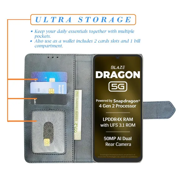 Kite_Blue_Flip_Cover_for_Lava_Dragon_5G|_Leather_Finish|Shock_Proof|Magnetic_Clouser_Compatible_with_Lava_Dragon_5G_(Blue)
