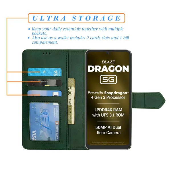 Kite_Green_Flip_Cover_for_Lava_Dragon_5G|_Leather_Finish|Shock_Proof|Magnetic_Clouser_Compatible_with_Lava_Dragon_5G_(Green)