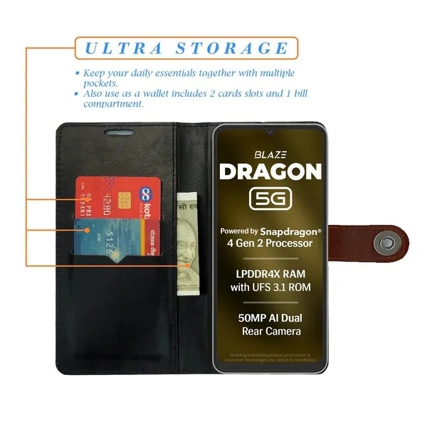 Manjoor_Brown_Flip_Cover_for_Lava_Dragon_5G|_Leather_Finish|Shock_Proof|Magnetic_Clouser_Compatible_with_Lava_Dragon_5G_(Brown)