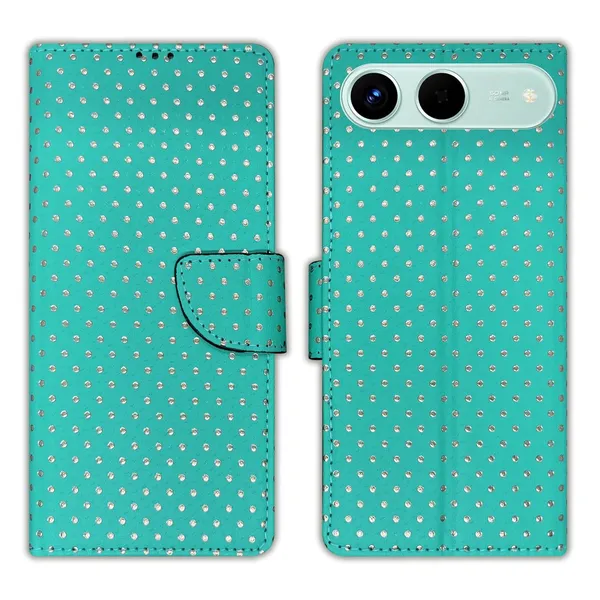 Aqua_Marine_Green_Dot_Flip_Cover_for_Tecno_Spark_Go_5G|_Leather_Finish|Shock_Proof|Magnetic_Clouser_Compatible_with_Tecno_Spark_Go_5G_(Green)