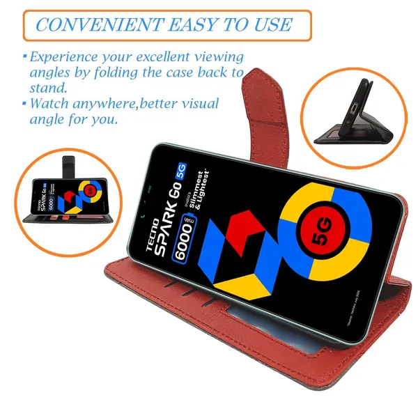 Kite_Red_Flip_Cover_for_Tecno_Spark_Go_5G|_Leather_Finish|Shock_Proof|Magnetic_Clouser_Compatible_with_Tecno_Spark_Go_5G_(Red)