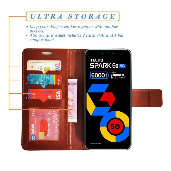 Brown_GP_Flip_Cover_for_Tecno_Spark_Go_5G|_Leather_Finish|Shock_Proof|Magnetic_Clouser_Compatible_with_Tecno_Spark_Go_5G_(Brown)