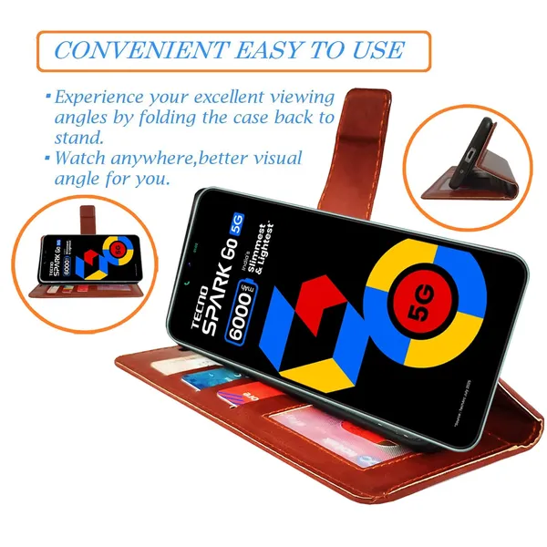 Brown_GP_Flip_Cover_for_Tecno_Spark_Go_5G|_Leather_Finish|Shock_Proof|Magnetic_Clouser_Compatible_with_Tecno_Spark_Go_5G_(Brown)