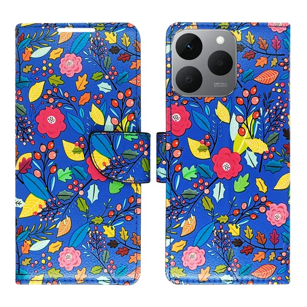 Garden_Blue_Flip_Cover_for_Realme_15T_5G|_Leather_Finish|Shock_Proof|Magnetic_Clouser_Compatible_with_Realme_15T_5G_(Blue)