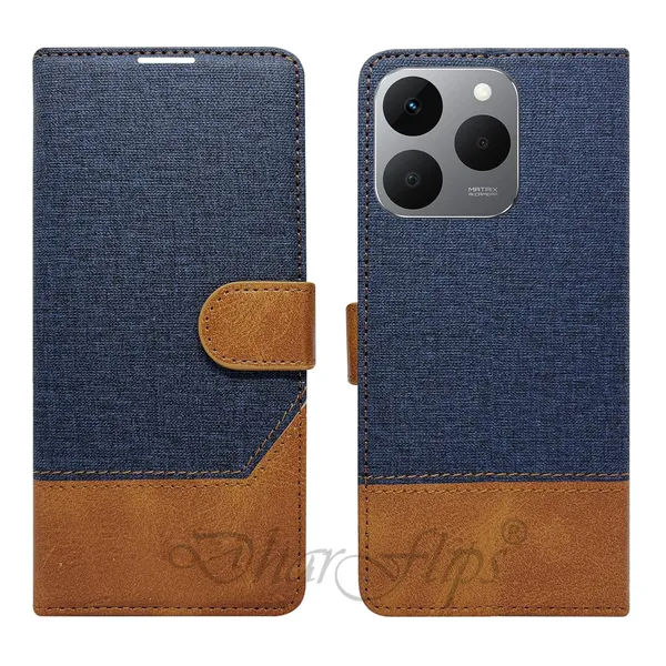 Khadi_Blue_Flip_Cover_for_Realme_15T_5G|_Leather_Finish|Shock_Proof|Magnetic_Clouser_Compatible_with_Realme_15T_5G_(Blue)