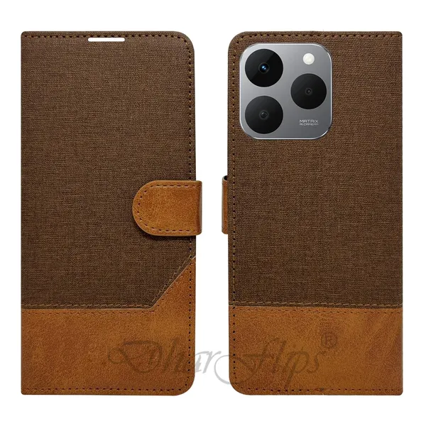 Khadi_Brown_Flip_Cover_for_Realme_15T_5G|_Leather_Finish|Shock_Proof|Magnetic_Clouser_Compatible_with_Realme_15T_5G_(Brown)