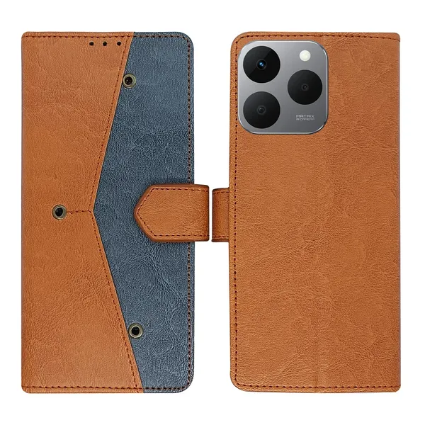 Kite_Brown_Flip_Cover_for_Realme_15T_5G|_Leather_Finish|Shock_Proof|Magnetic_Clouser_Compatible_with_Realme_15T_5G_(Brown)