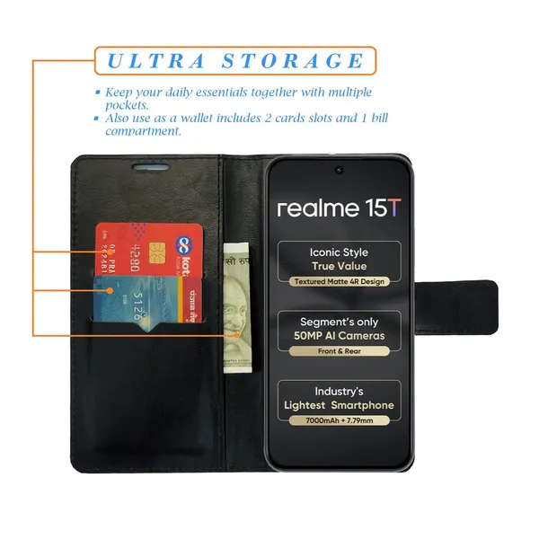 Mat_Mix_Flip_Cover_for_Realme_15T_5G|_Leather_Finish|Shock_Proof|Magnetic_Clouser_Compatible_with_Realme_15T_5G_(Multicolor)