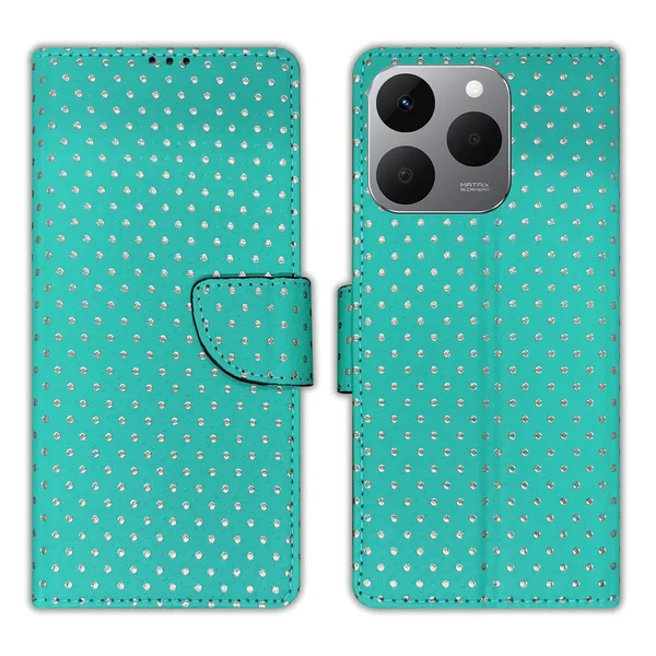 Aqua_Marine_Green_Dot_Flip_Cover_for_Realme_15T_5G|_Leather_Finish|Shock_Proof|Magnetic_Clouser_Compatible_with_Realme_15T_5G_(Green)