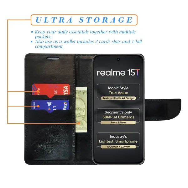 Aqua_Marine_Green_Dot_Flip_Cover_for_Realme_15T_5G|_Leather_Finish|Shock_Proof|Magnetic_Clouser_Compatible_with_Realme_15T_5G_(Green)