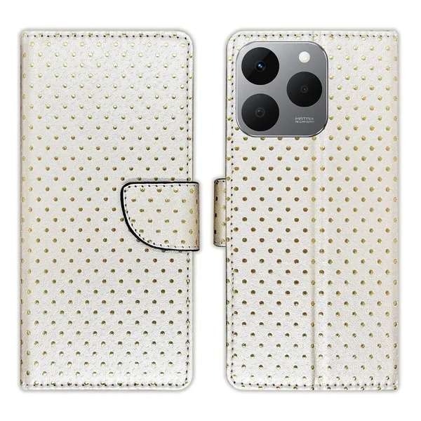Silver_Dot_Flip_Cover_for_Realme_15T_5G|_Leather_Finish|Shock_Proof|Magnetic_Clouser_Compatible_with_Realme_15T_5G_(White)