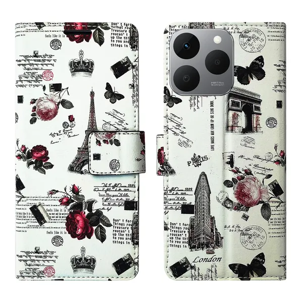 White_Tower_Flip_Cover_for_Realme_15T_5G|_Leather_Finish|Shock_Proof|Magnetic_Clouser_Compatible_with_Realme_15T_5G_(White)