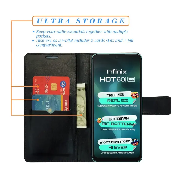 Brown_Tower_Flip_Cover_for_Infinix_Hot_60i_5G|_Leather_Finish|Shock_Proof|Magnetic_Clouser_Compatible_with_Infinix_Hot_60i_5G_(Brown)
