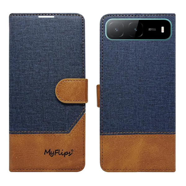 Khadi_Blue_Flip_Cover_for_Infinix_Hot_60i_5G|_Leather_Finish|Shock_Proof|Magnetic_Clouser_Compatible_with_Infinix_Hot_60i_5G_(Blue)