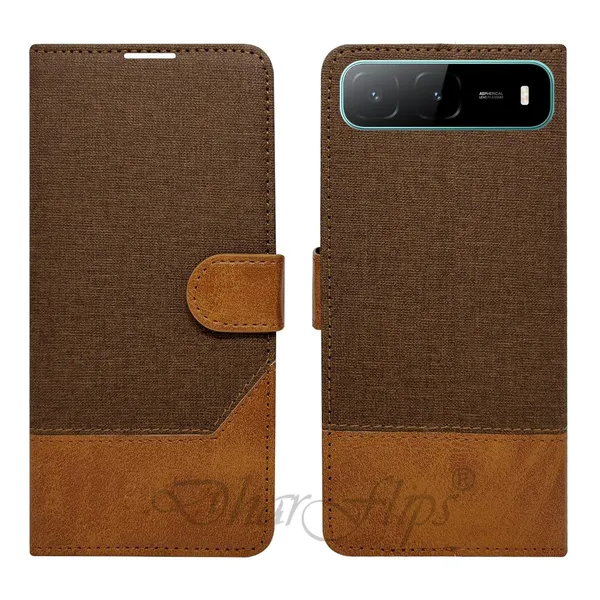 Khadi_Brown_Flip_Cover_for_Infinix_Hot_60i_5G|_Leather_Finish|Shock_Proof|Magnetic_Clouser_Compatible_with_Infinix_Hot_60i_5G_(Brown)