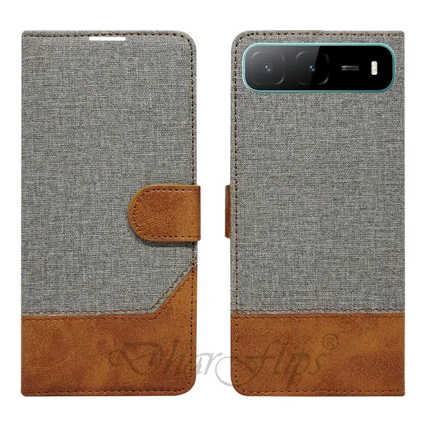 Khadi_Gray_Flip_Cover_for_Infinix_Hot_60i_5G|_Leather_Finish|Shock_Proof|Magnetic_Clouser_Compatible_with_Infinix_Hot_60i_5G_(Gray)