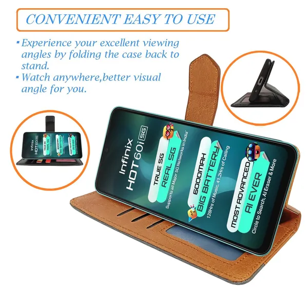 Kite_Brown_Flip_Cover_for_Infinix_Hot_60i_5G|_Leather_Finish|Shock_Proof|Magnetic_Clouser_Compatible_with_Infinix_Hot_60i_5G_(Brown)