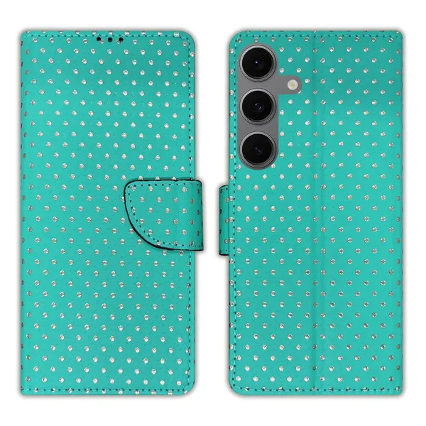 Aqua_Marine_Green_Dot_Flip_Cover_for_Samsung_S24_FE_5G|_Leather_Finish|Shock_Proof|Magnetic_Clouser_Compatible_with_Samsung_S24_FE_5G_(Green)