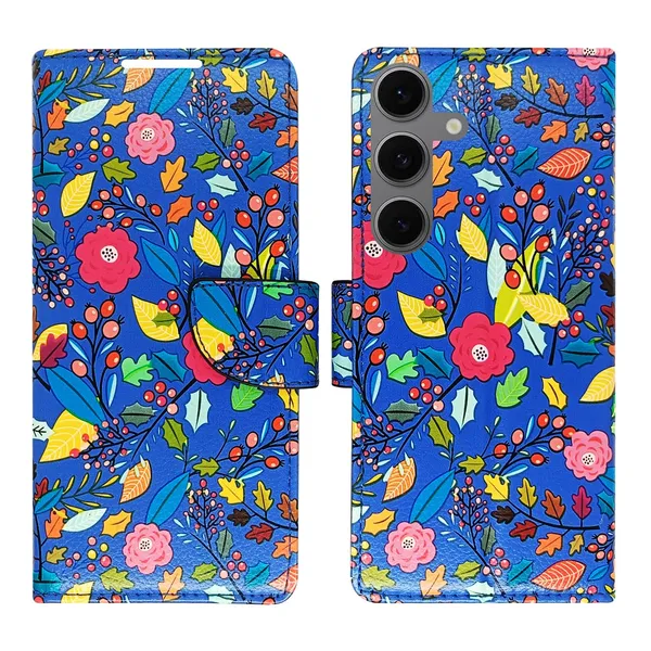 Garden_Blue_Flip_Cover_for_Samsung_S24_FE_5G|_Leather_Finish|Shock_Proof|Magnetic_Clouser_Compatible_with_Samsung_S24_FE_5G_(Blue)