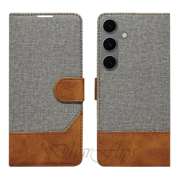 Khadi_Gray_Flip_Cover_for_Samsung_S24_FE_5G|_Leather_Finish|Shock_Proof|Magnetic_Clouser_Compatible_with_Samsung_S24_FE_5G_(Gray)