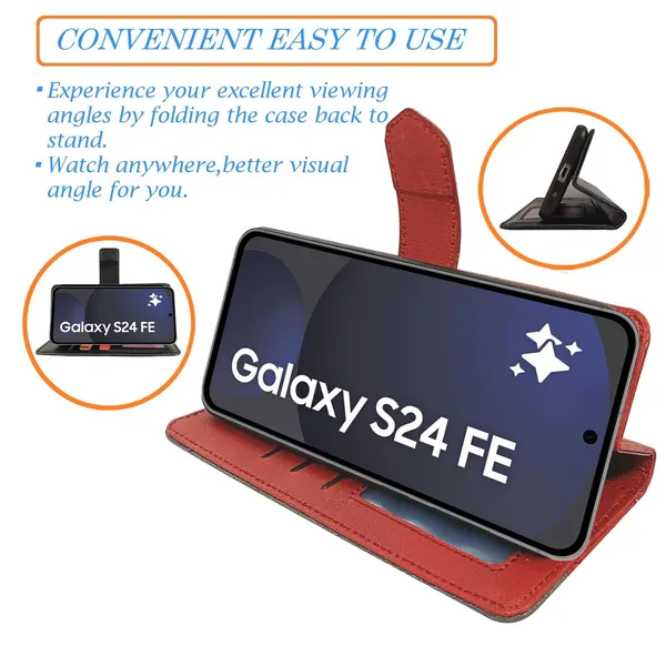 Kite_Red_Flip_Cover_for_Samsung_S24_FE_5G|_Leather_Finish|Shock_Proof|Magnetic_Clouser_Compatible_with_Samsung_S24_FE_5G_(Red)
