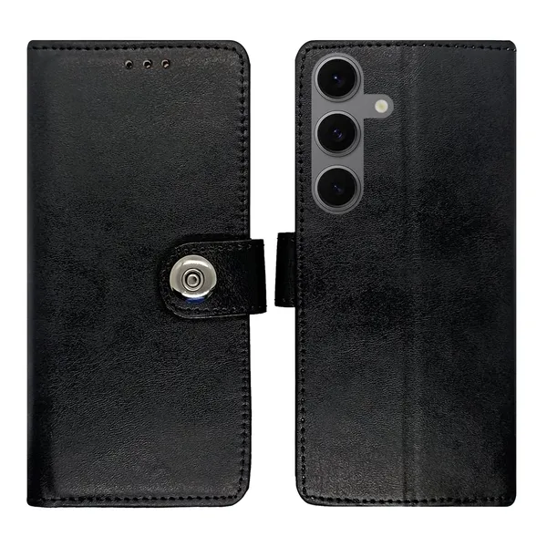 Manjoor_Black_Flip_Cover_for_Samsung_S24_FE_5G|_Leather_Finish|Shock_Proof|Magnetic_Clouser_Compatible_with_Samsung_S24_FE_5G_(Black)