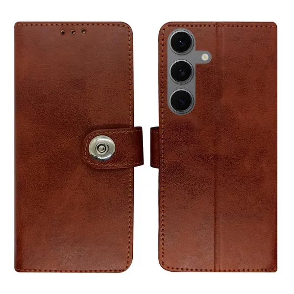 Manjoor_Brown_Flip_Cover_for_Samsung_S24_FE_5G|_Leather_Finish|Shock_Proof|Magnetic_Clouser_Compatible_with_Samsung_S24_FE_5G_(Brown)